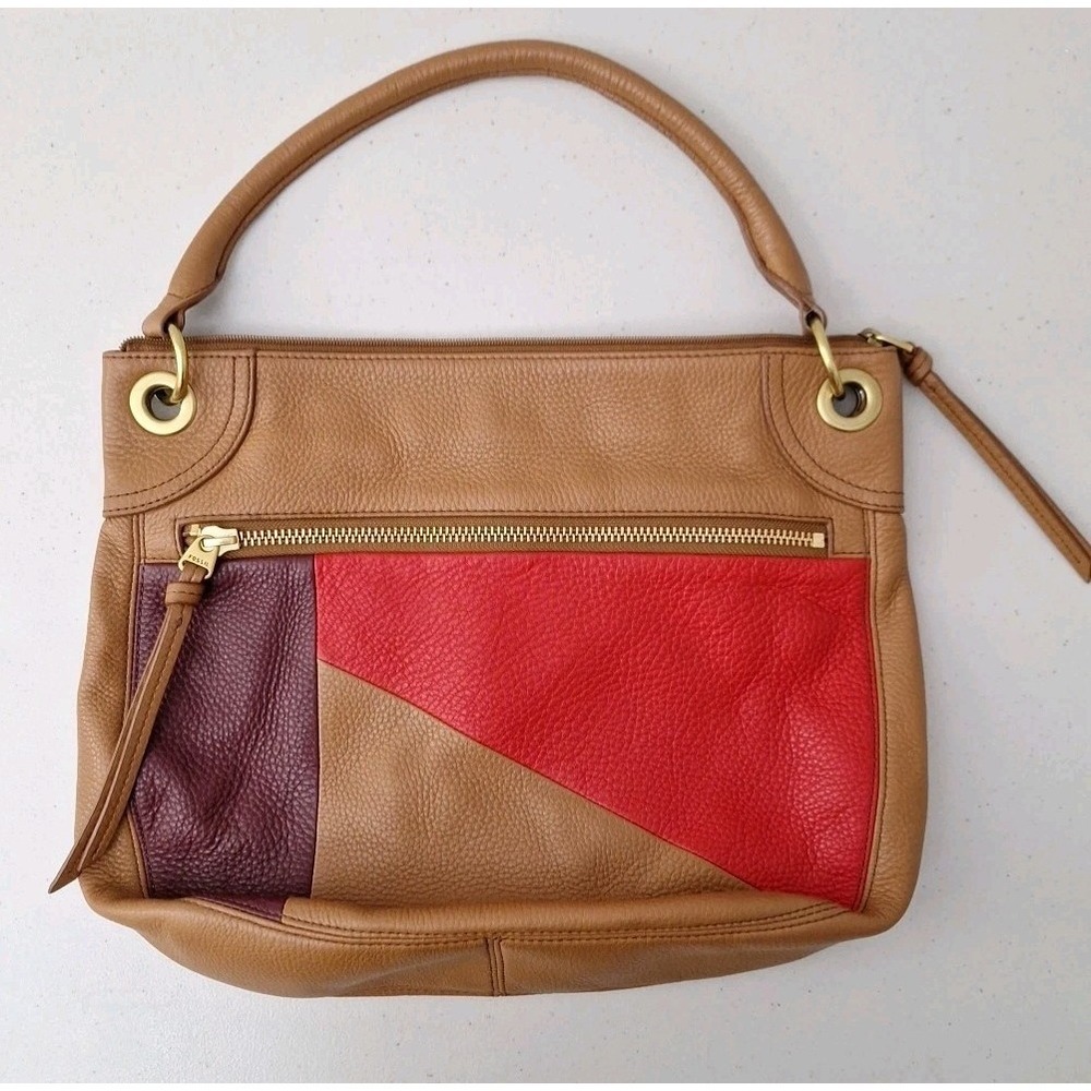 RARE Fossil Women's Karli Leather Large Hobo Bag Purse Multicolor NEAR MINT